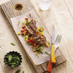 Grilled Lamb Chops Peach Mint Salsa